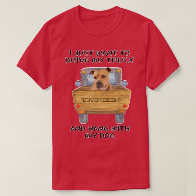 Camiseta Truck Driving Dog Pitbull  (Frente do Design)