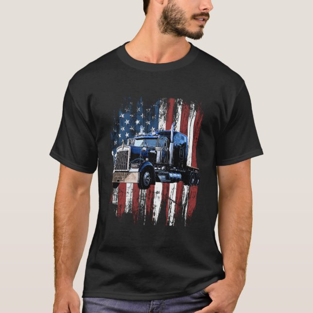 Camiseta Trucker American Flag Truck Driver Truck Driver (Frente)
