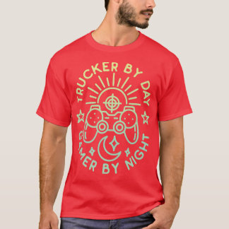 Camiseta Trucker By Day Gamer By Night Distressed Design Ga