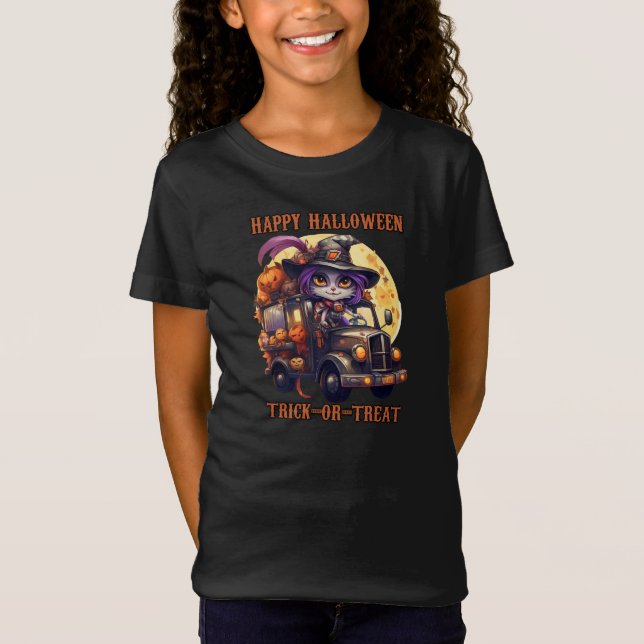 Camiseta Trucker do Halloween Crianças Festivas Ri (Frente)