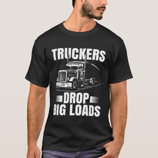 Camiseta Trucker  Men Truck Driver Husband Semi Trailer  5 (Frente)