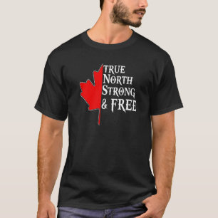 Camiseta True North Strong & Free Mapebook Leaf Flag Canade