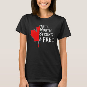 Camiseta True North Strong & Free Mapebook Leaf Flag Canade