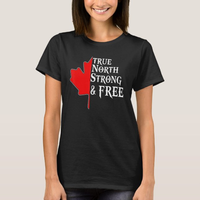 Camiseta True North Strong & Free Mapebook Leaf Flag Canade (Frente)