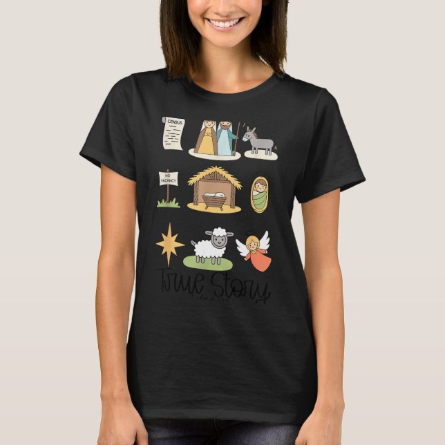 Camiseta True Story Jesus Nativity Christian Christmas  (Frente)