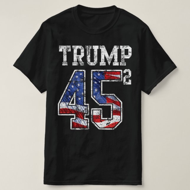Camiseta Trump 2020 45 Expoente Quadrado Pro-Trump (Frente do Design)