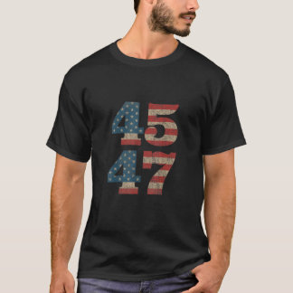 Camiseta Trump 2024 45 47 Vintage American Flag Retro 4547