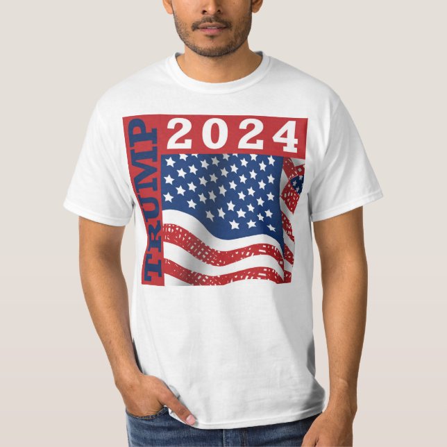 Camiseta Trump 2024 American Flag (Frente)