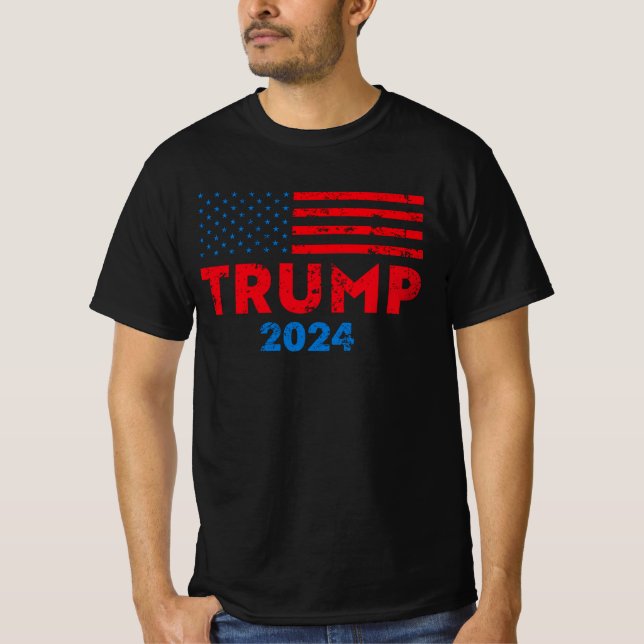 Camiseta Trump 2024 American flag pro trump (Frente)