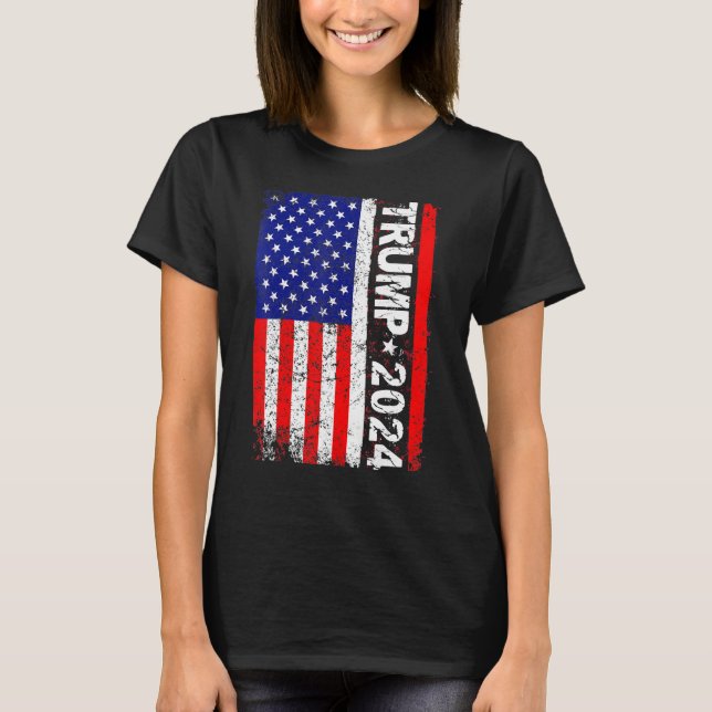 Camiseta Trump 2024 American Flag Vintage (Frente)