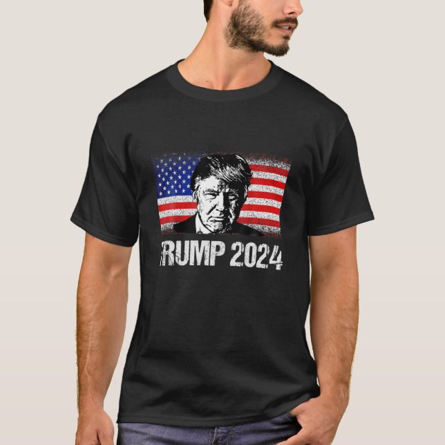 Camiseta Trump 2024 Campaign Re Elect Presidente 4 De Julho (Frente)