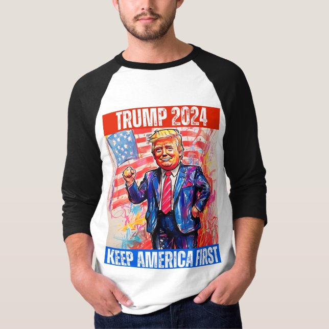 CAMISETA TRUMP 2024 FAZER A AMÉRICA PRIMEIRO (Frente)