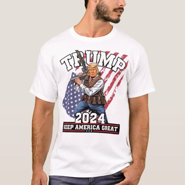Camiseta Trump 2024 Keep America Excelente T-Shirt Campaign (Frente)