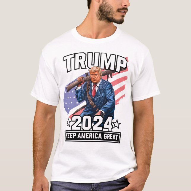 Camiseta Trump 2024 Keep America Excelente T-Shirt Campaign (Frente)