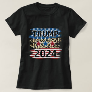 Camiseta Trump 2024, Mergulho Americano Flag Cheetah Patter