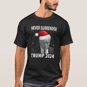 Camiseta Trump 2024 Mug Shot Nunca Renda Engraçado Pro Trum