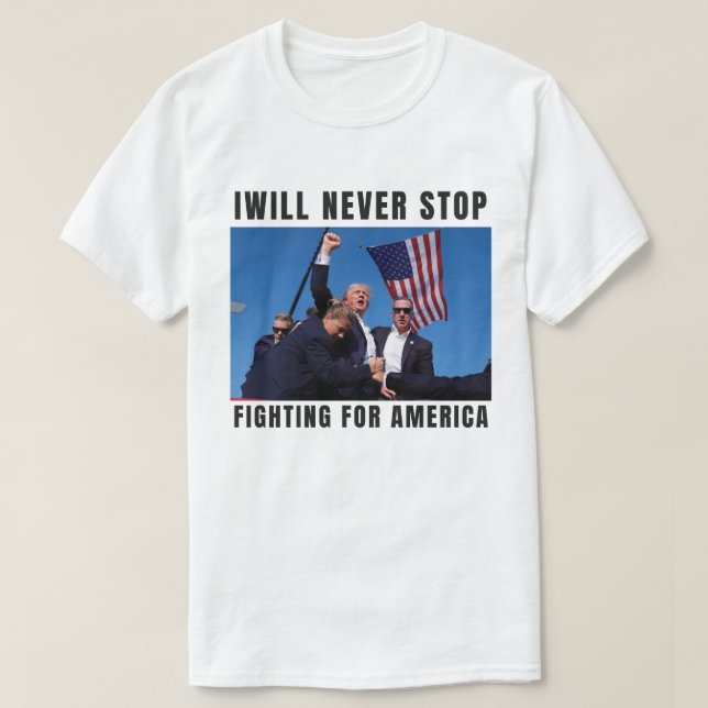 Camiseta Trump 2024 Nunca Rende (Frente do Design)