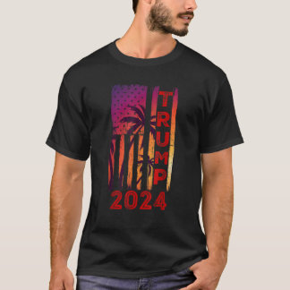 Camiseta Trump 2024 Palm Tree Distress American Flag Pro