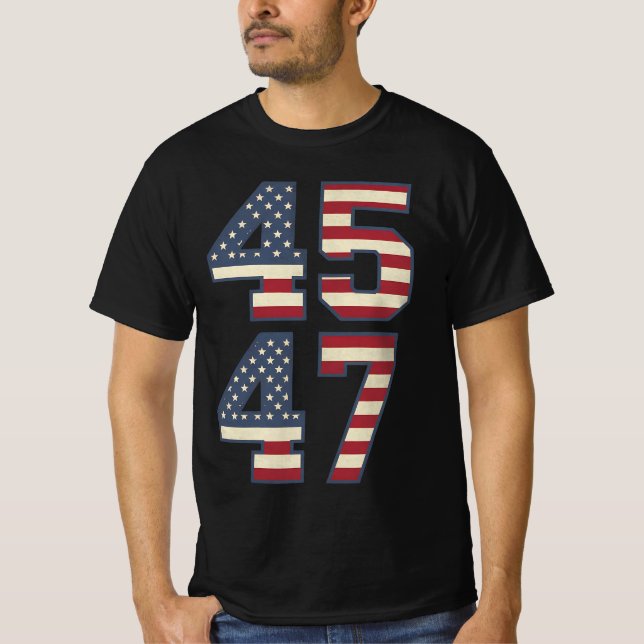 Camiseta Trump 2024 Presidente 45 47 EUA Vintage (Frente)