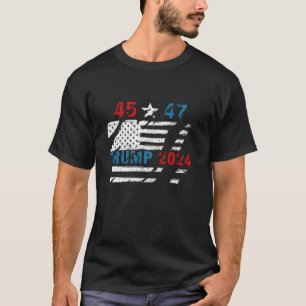 Camiseta Trump 2024, Presidente 45 E 47, Bandeira Americana