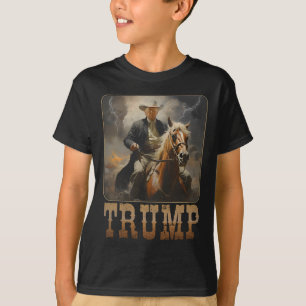 Camiseta Trump 2024 Presidente Cowboy Cavando Cavalo Oeste 