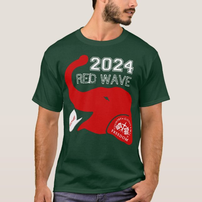 CAMISETA TRUMP 2024 RED WAVE (Frente)