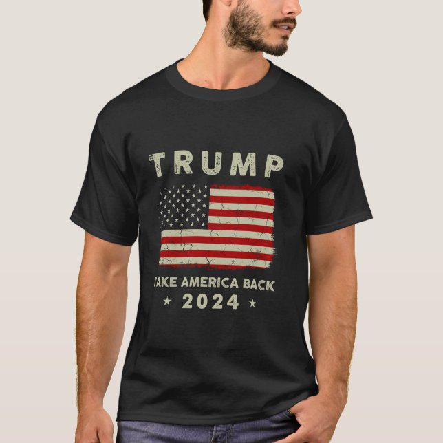 Camiseta Trump 2024 Retome América Bandeira Americana Trump (Frente)