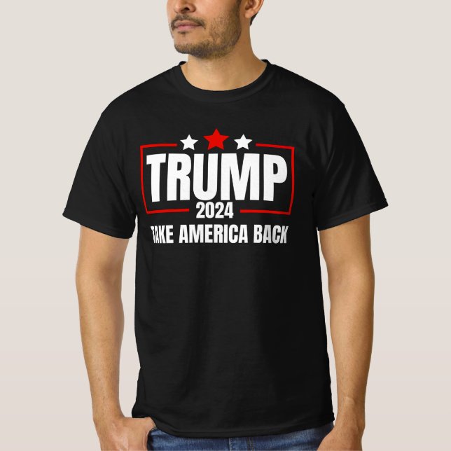 Camiseta Trump 2024 Retome América Homens Mulheres Trump 20 (Frente)