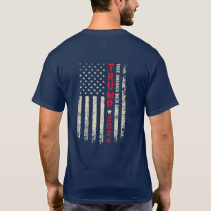 Camiseta Trump 2024 Retome América Trump US Flag 45 47