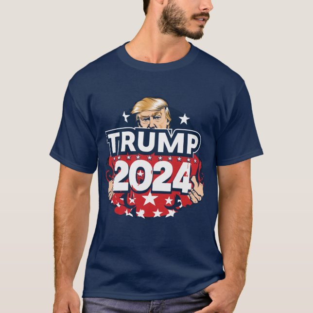 Camiseta Trump 2024 Shirt Leva A América De Volta (Frente)