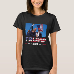 Camiseta Trump 2024 Sobreviveu A Tiro Na Manifestação Eleit