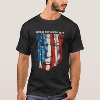 Camiseta Trump 2024 US Flag Face Paint Dane os Globalistas