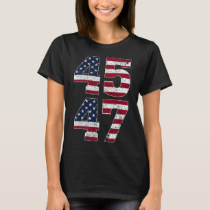Camiseta Trump 2024 Vintage 45 47 Stand With American Flag
