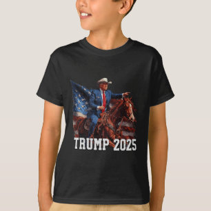 Camiseta Trump 2025 Cavalgando Cavalo Bandeira Americana Co