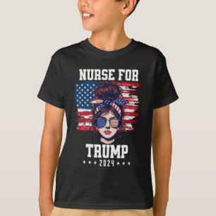 Camiseta Trump 2025 Enfermeira Coque Desarrumado América Ba