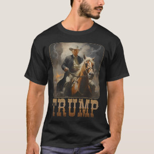 Camiseta Trump 2025 Presidente Cowboy Montando Cavalo Weste