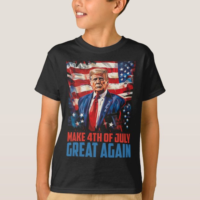 Camiseta Trump 2025 Torne O Excelente 4 De Julho Novamente  (Frente)
