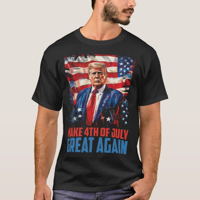Camiseta Trump 2025 Torne O Excelente 4 De Julho Novamente  (Frente)