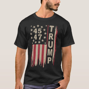 Camiseta Trump 45 47 Antigo Retro América Bandeira EUA
