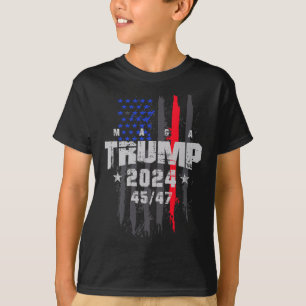 Camiseta Trump 45-47 Mega Bandeira dos EUA Eleição Presiden