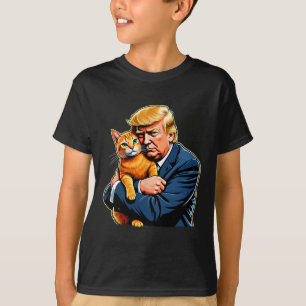 Camiseta Trump Abraçando Gato Laranja Engraçado Meme da Ele