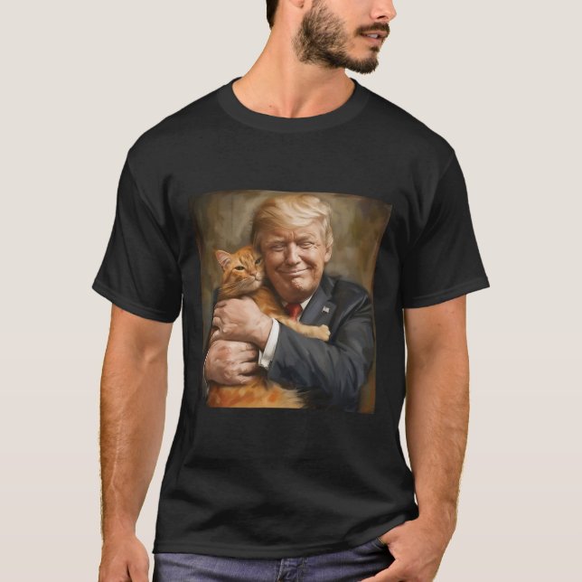 Camiseta Trump Abrindo Um Gato Laranja 2024 (Frente)