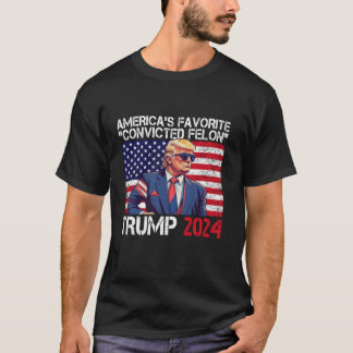 Camiseta Trump Americas Favorito Condenado Felon Retro EUA