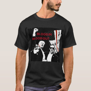 Camiseta Trump Assination Lineart, Sangue dentro, Sangue fo