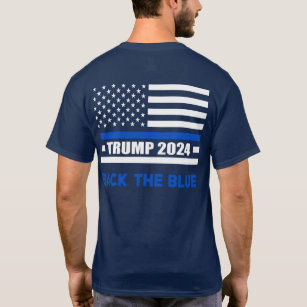 Camiseta Trump azul 2024 sinalizador de linha azul fina