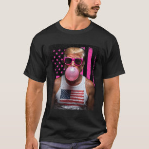 Camiseta Trump Bubble Gum Pink Pulga Sinalizador Usa Funny