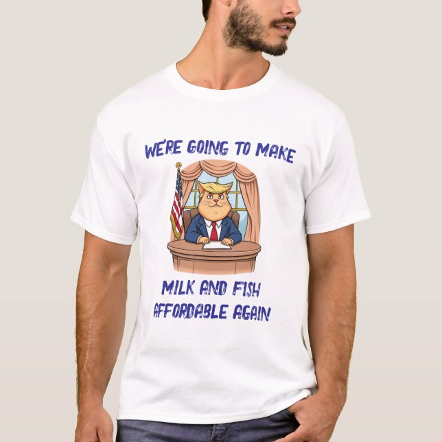 Camiseta Trump Cat Barato Leite E Peixe (Frente)