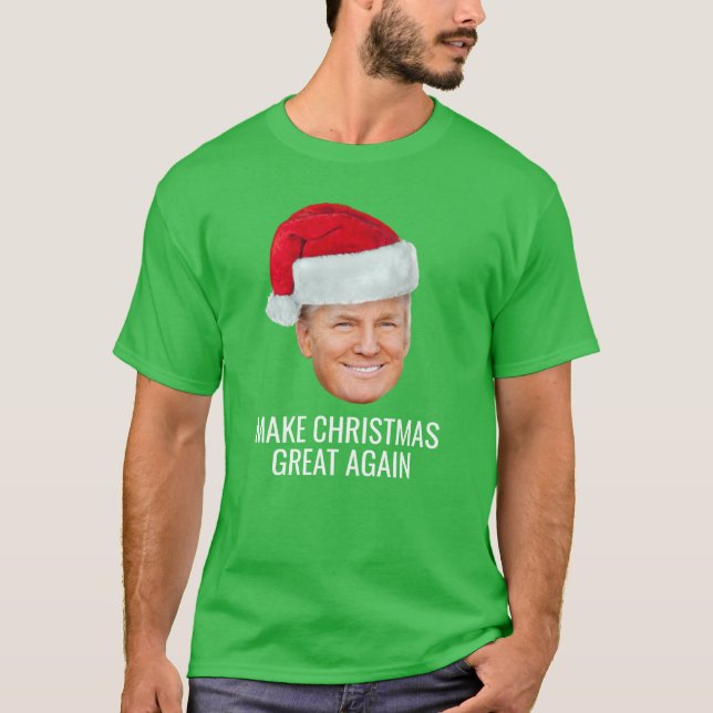 Camiseta Trump com Santa Hat - Faça Excelente de Natal nova (Frente)