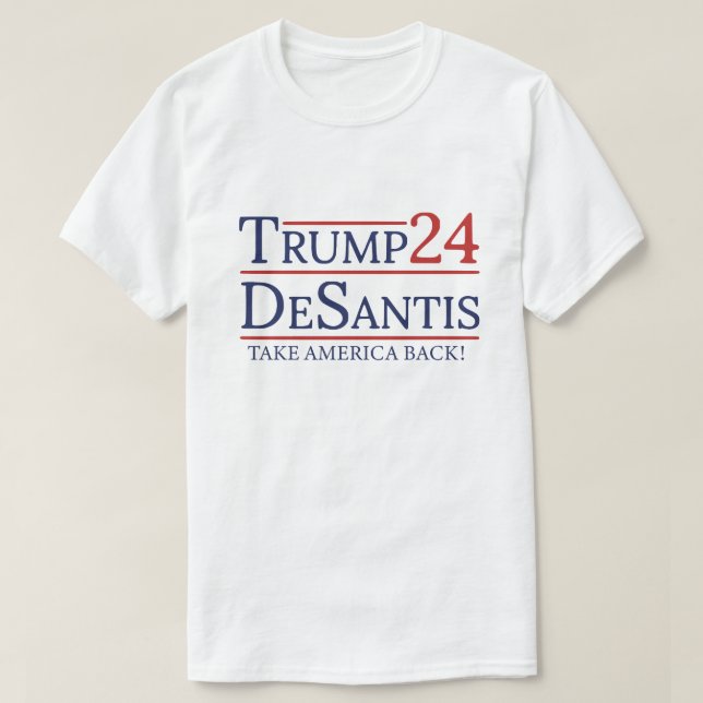 Camiseta Trump Desantis 2024 Devolva a América (Frente do Design)