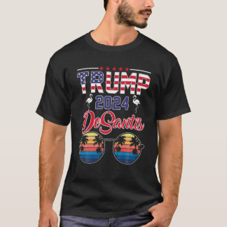 Camiseta Trump Desantis 2024 Retro-American Flag Flamingo S